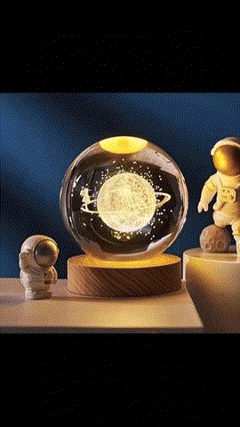 Crystal Ball Night Light – 3D Galaxy Lamp with Wooden Base