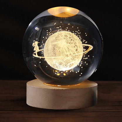 Crystal Ball Night Light – 3D Galaxy Lamp with Wooden Base - Armixon