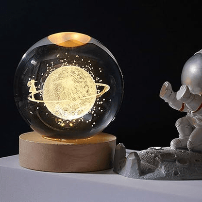 Crystal Ball Night Light – 3D Galaxy Lamp with Wooden Base - Armixon