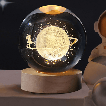 Crystal Ball Night Light – 3D Galaxy Lamp with Wooden Base - Armixon