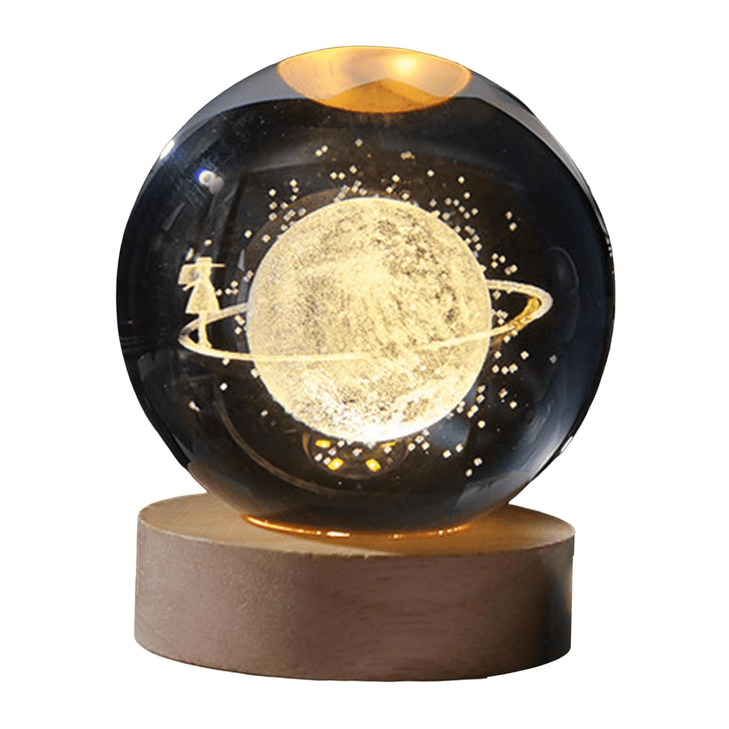 Crystal Ball Night Light – 3D Galaxy Lamp with Wooden Base - Armixon