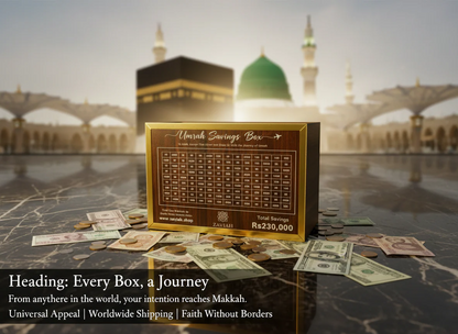 Umrah Savings Box – 280 Days Wooden Halal Money Jar for Hajj & Umrah