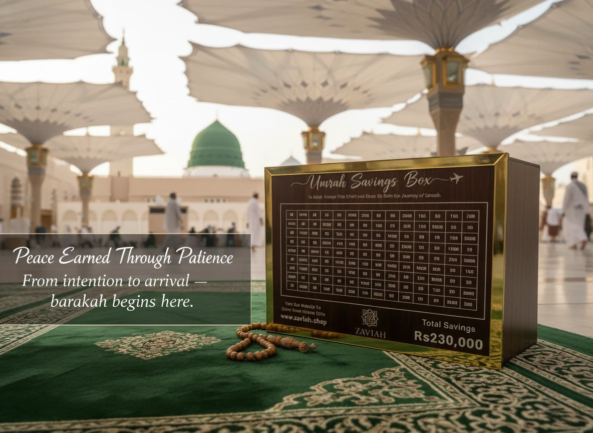 Umrah Savings Box – 280 Days Wooden Halal Money Jar for Hajj & Umrah
