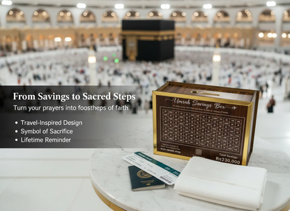 Umrah Savings Box – 280 Days Wooden Halal Money Jar for Hajj & Umrah