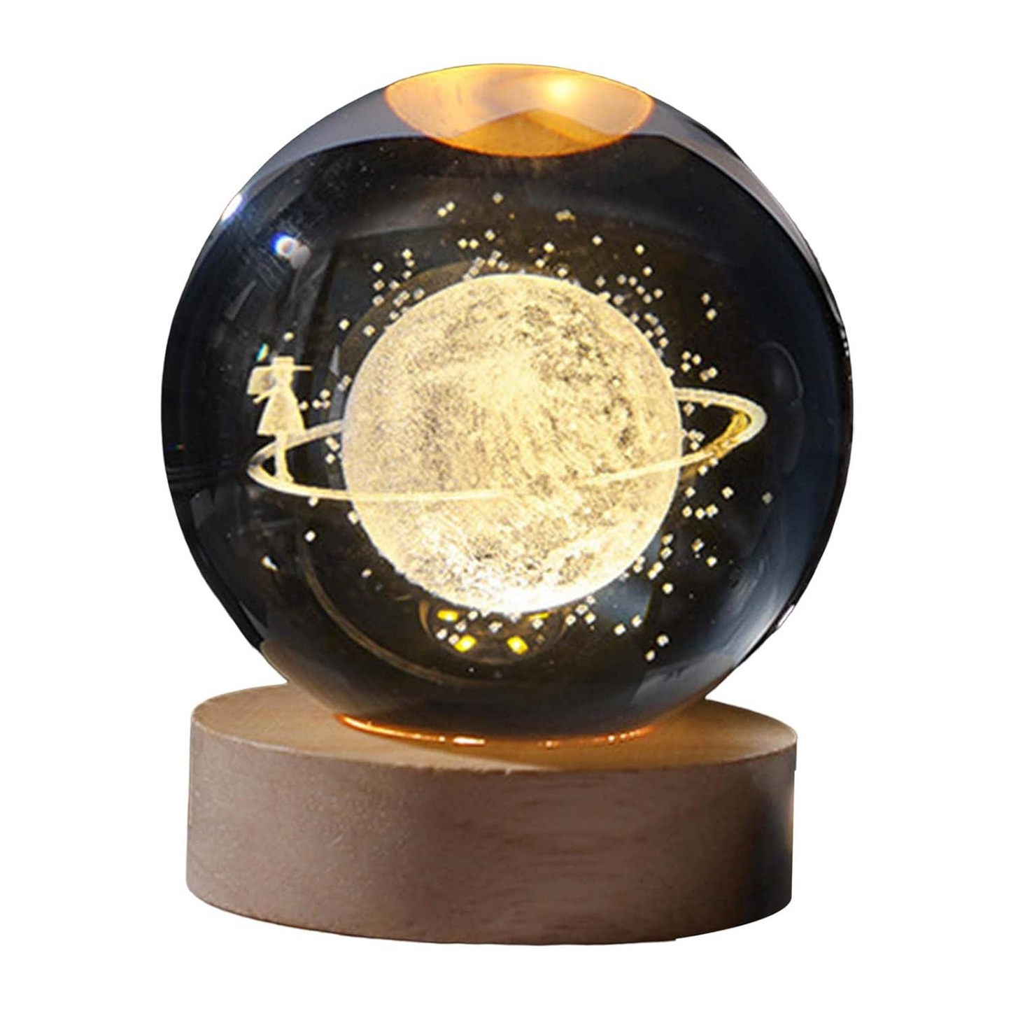 Crystal Ball Night Light – 3D Galaxy Lamp with Wooden Base