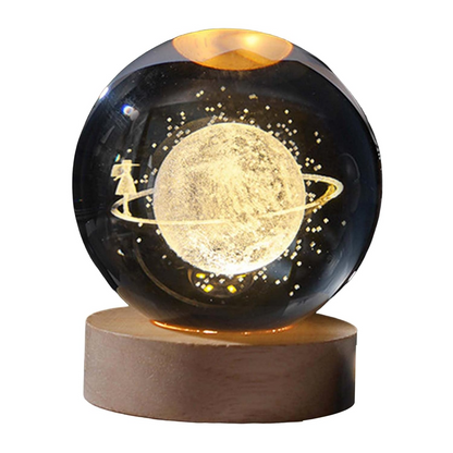 Crystal Ball Night Light – 3D Galaxy Lamp with Wooden Base