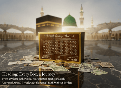 UMRAH SAVINGS BOX 280 DAYS WOODEN HALAL MONEY JAR - Armixon